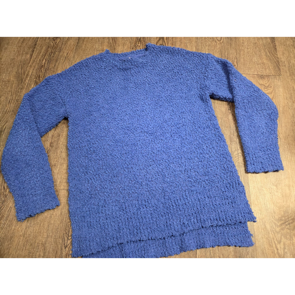 Grecerelle Womens Medium Crewneck Soft Royal Blue Bouclé Sweater Pullover Casual